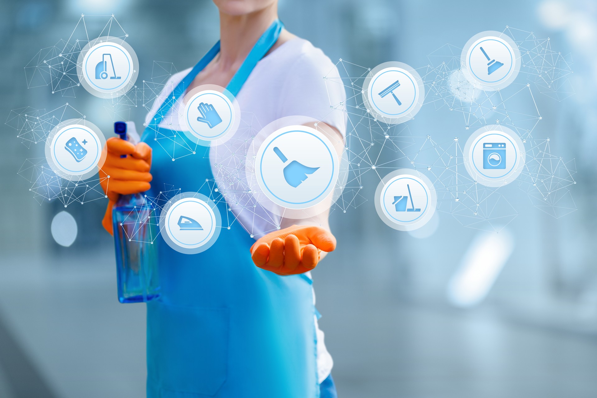The cleaning lady shows the structure of the housekeeping service.