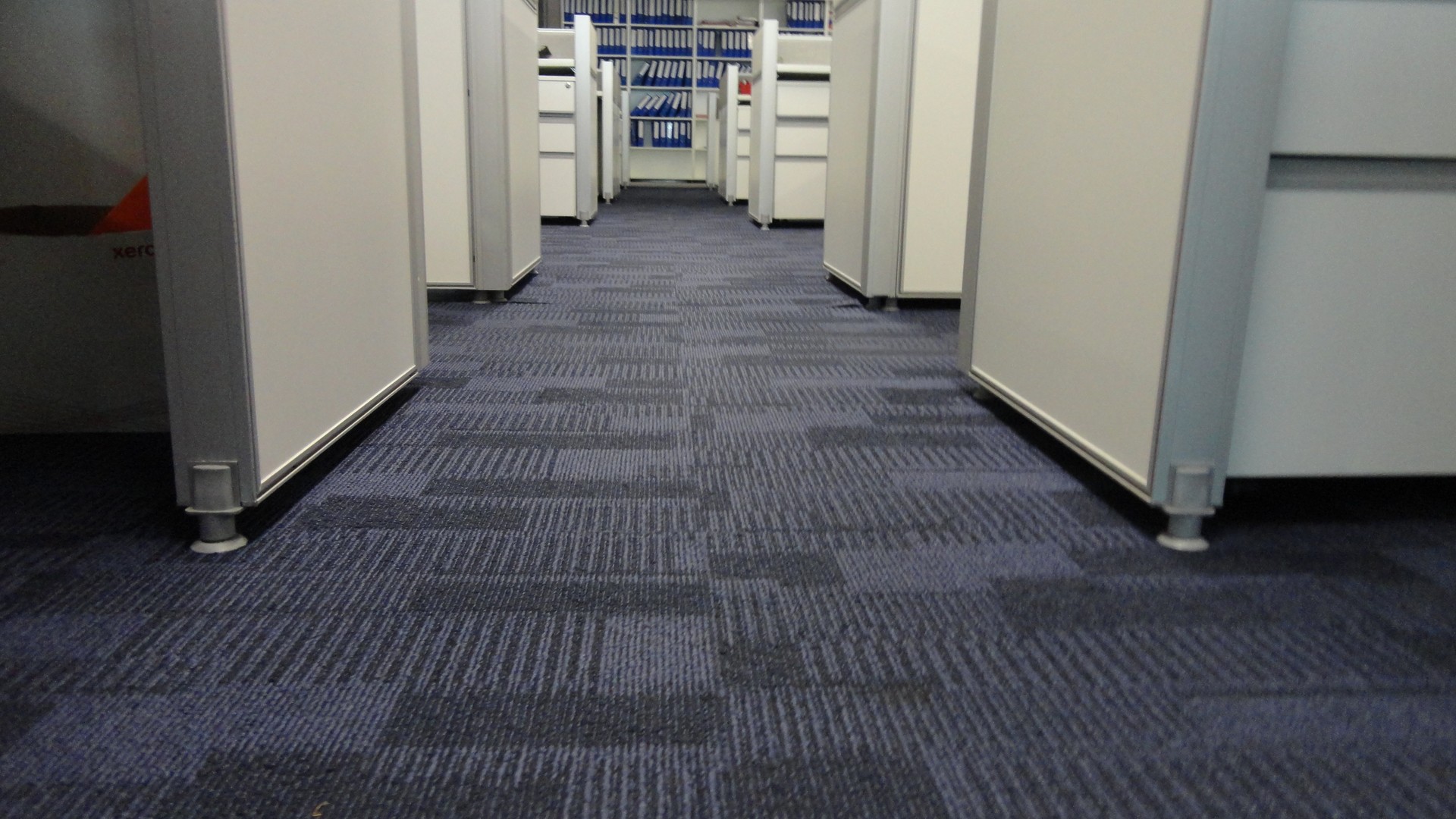 Blue color fabric background at the office floor.