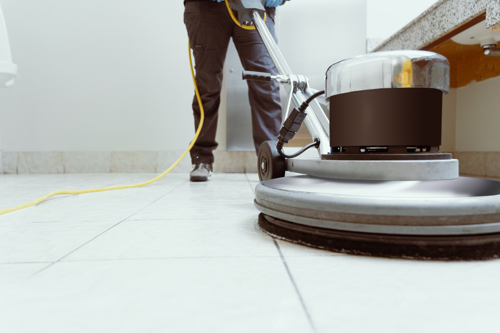 closeup of floor cleaning machine